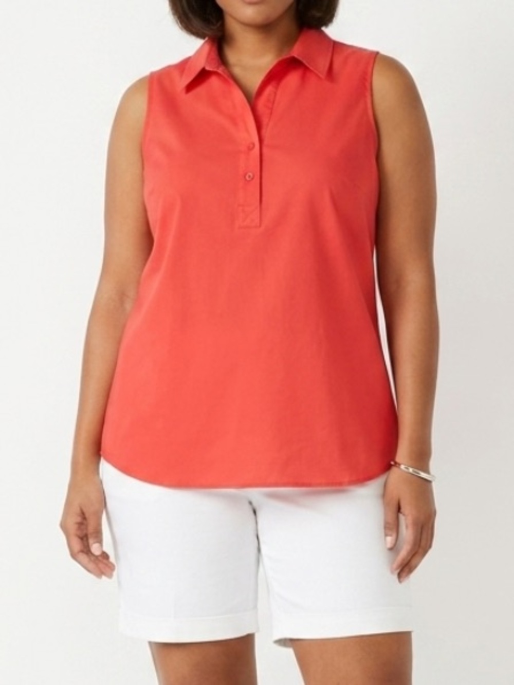 Finley OrangeRed Sleeveless Collared Button Up Front and Back Swing Shirt Top XL